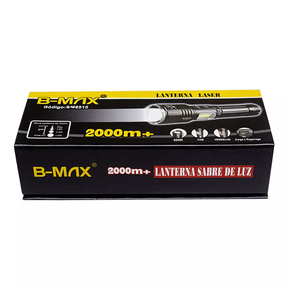 Lanterna Manual Tática Multi Função Usb Bm8515 B-Max