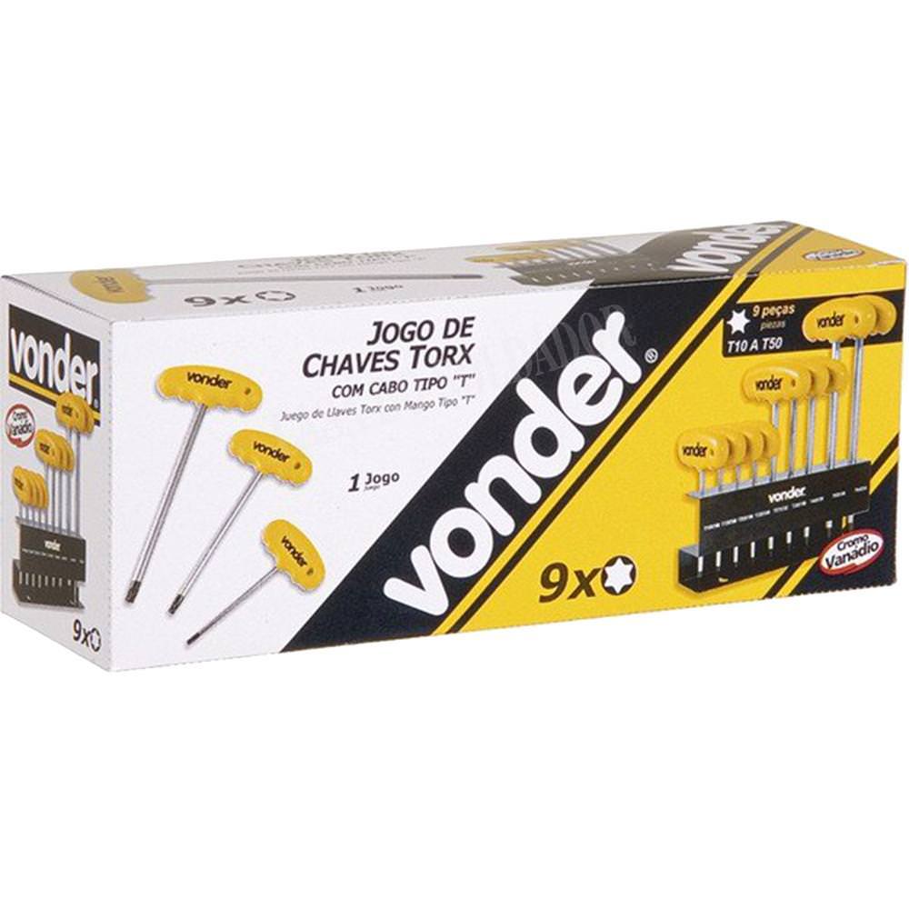 Jogo de Chaves Torx com Cabo T10 a T50 - Vonder