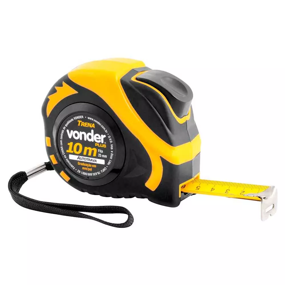 Trena Curta de Aço Autotrava 10m X 25mm Vonder Plus