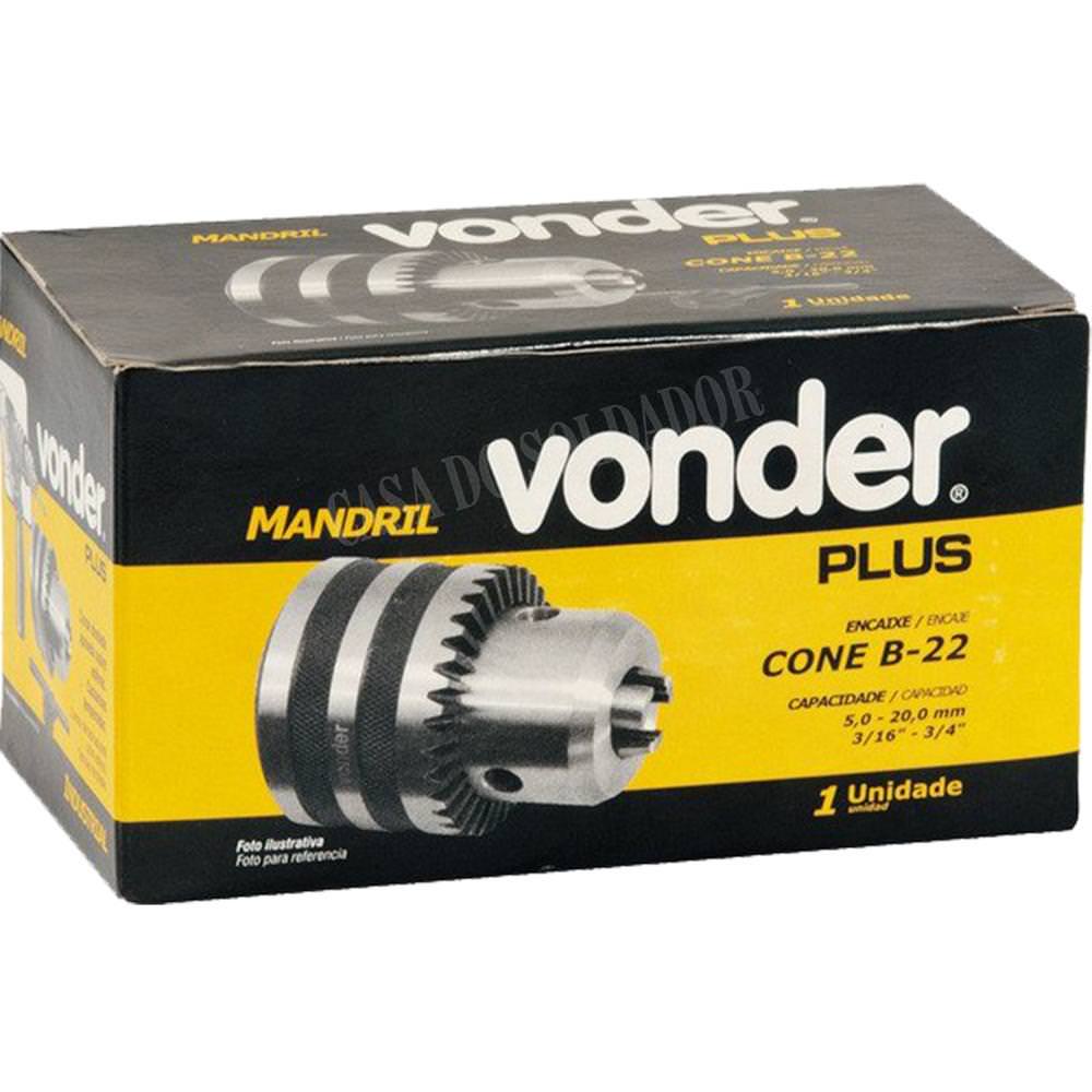 Mandril Industrial 5mm a 20mm, Cone B 22 - Vonder