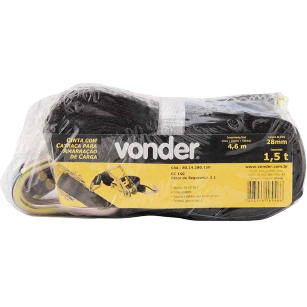 Kit Cinta Amarração de Carga 1,5T Cinta de 4,6metros CC150 Vonder