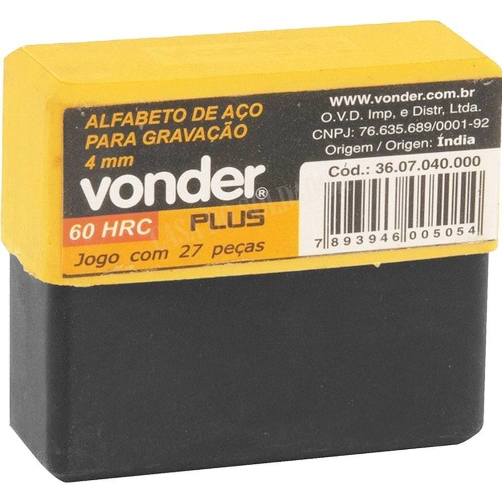 Alfabeto de Aço para Gravação 4mm - Vonder
