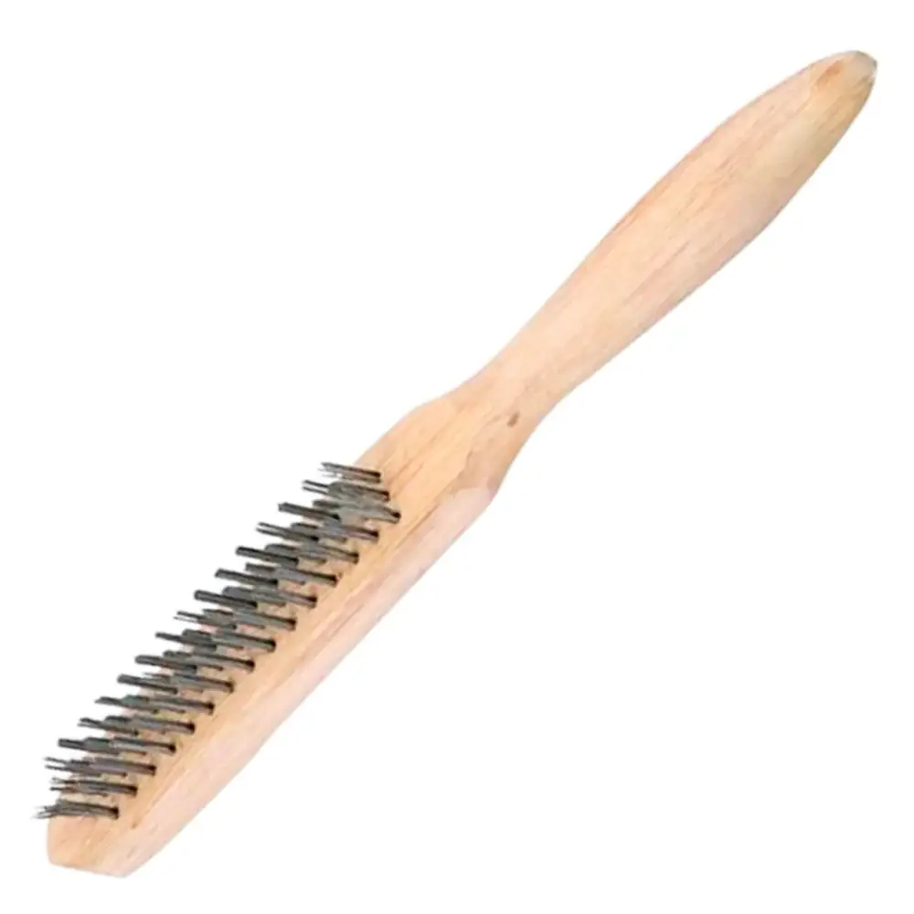 Escova de Aço Manual com 3 Fileiras Cabo Madeira Sparta