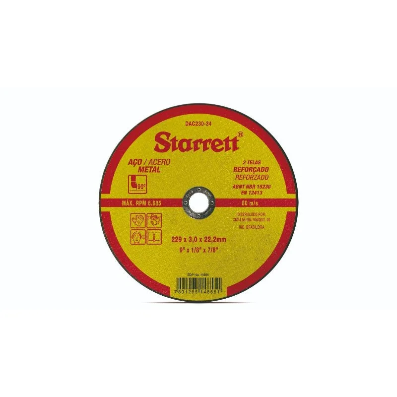 Disco Starrett Corte Inox 230x1,9mm Dac230-24