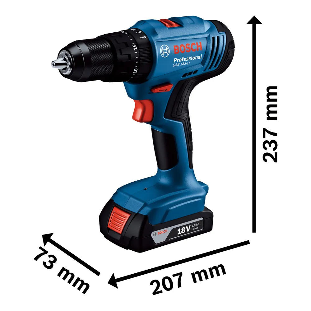 Furadeira/Parafusadeira Bosch 1/2 18volt Bateria Gsb 183 Li