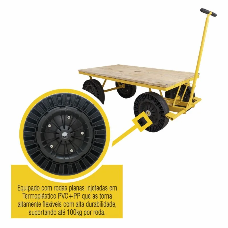 Carrinho Lynus Plataforma 300kg Madeira Mp 300