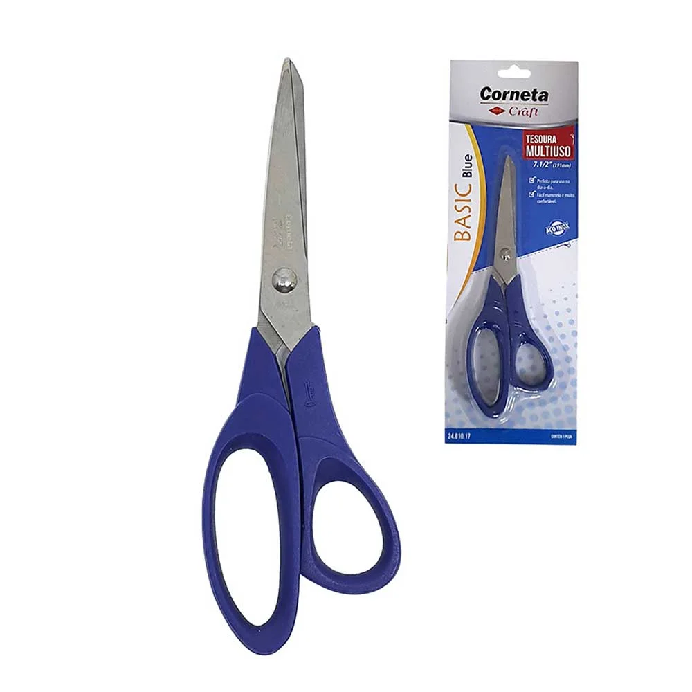 Tesoura Basic Blue Multiuso 7 Corneta