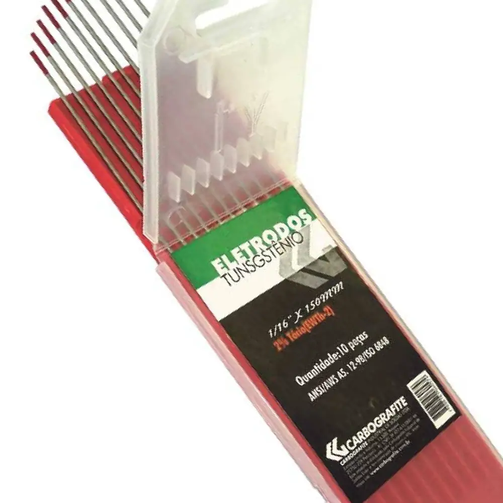 Eletrodo de Tungstênio 1,59mm com Tório Vermelho Carbografite 