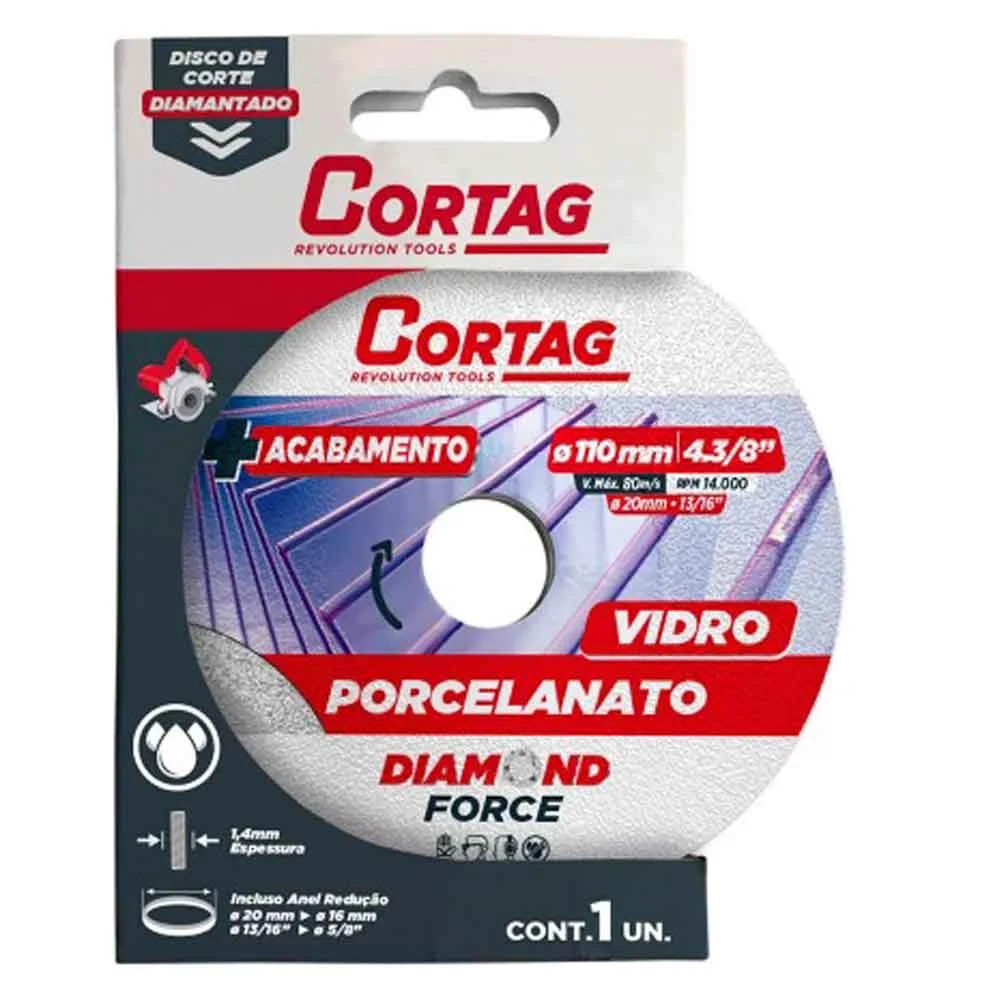  Disco Diamantado Porcelanato/Vidro 110mm Cortag