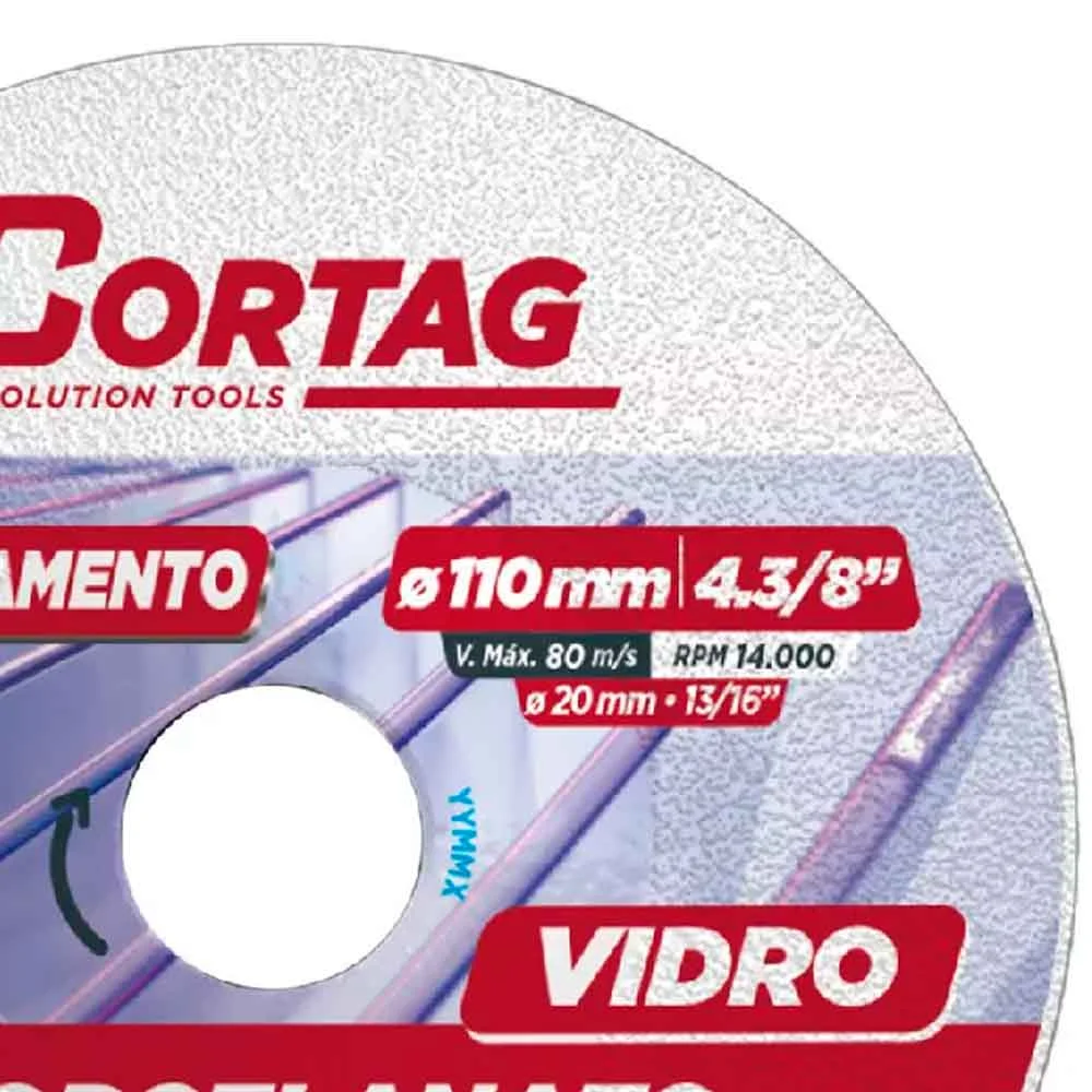  Disco Diamantado Porcelanato/Vidro 110mm Cortag
