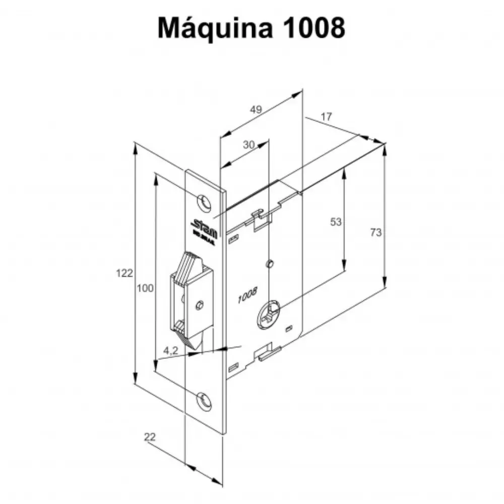 Fechadura 1008 Tetra Externa Inox com 4 Chaves Stam