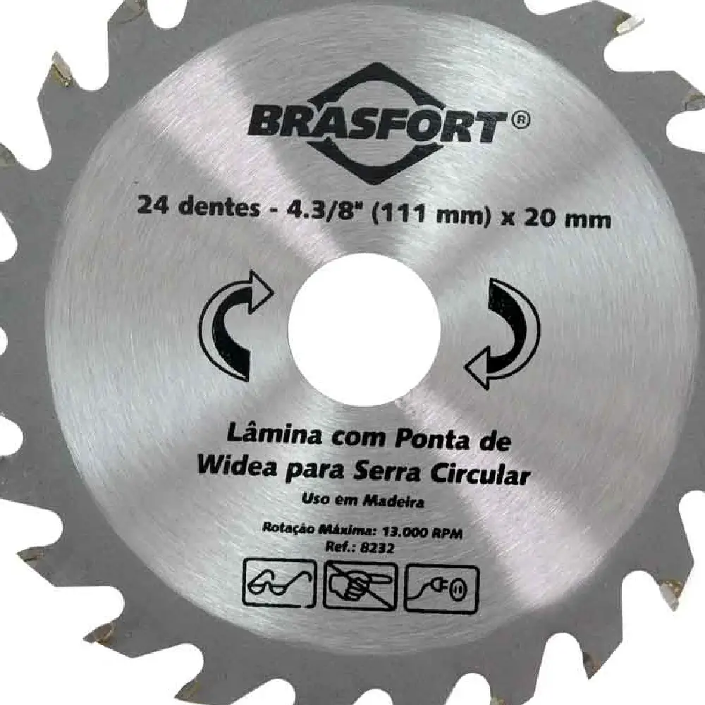 Lâmina para Serra Widea 110x20 24 dentes 8232 Brasfort