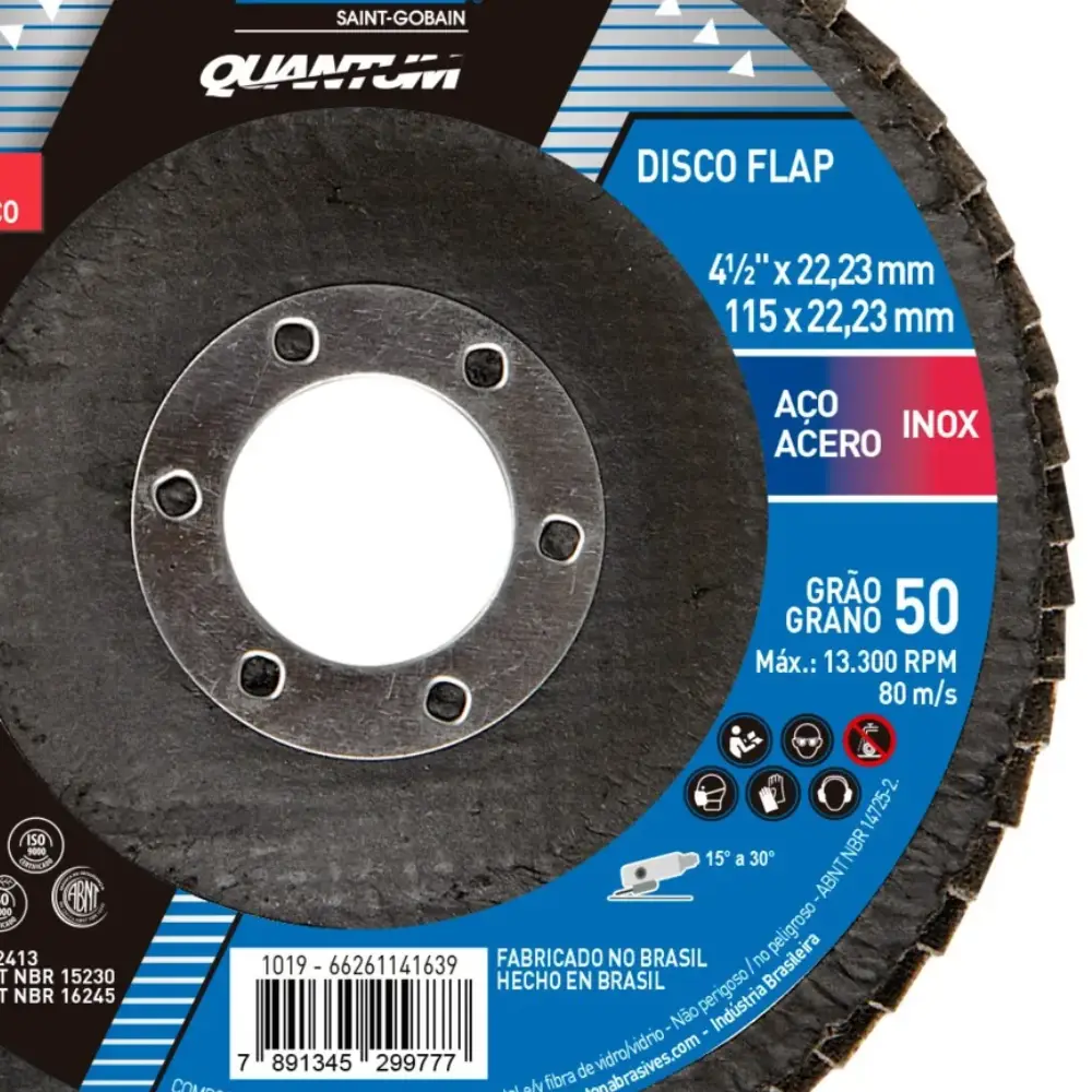 Disco Flap Quantum R996 115x22,23mm Grão 50 Norton