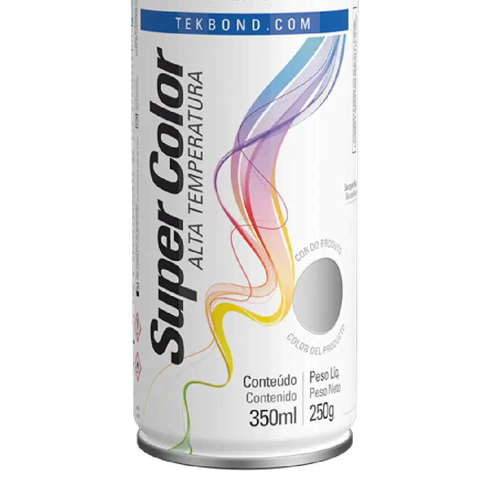 Tinta Spray Super Color Alta Temperatura Alumínio 350ml Tekbond