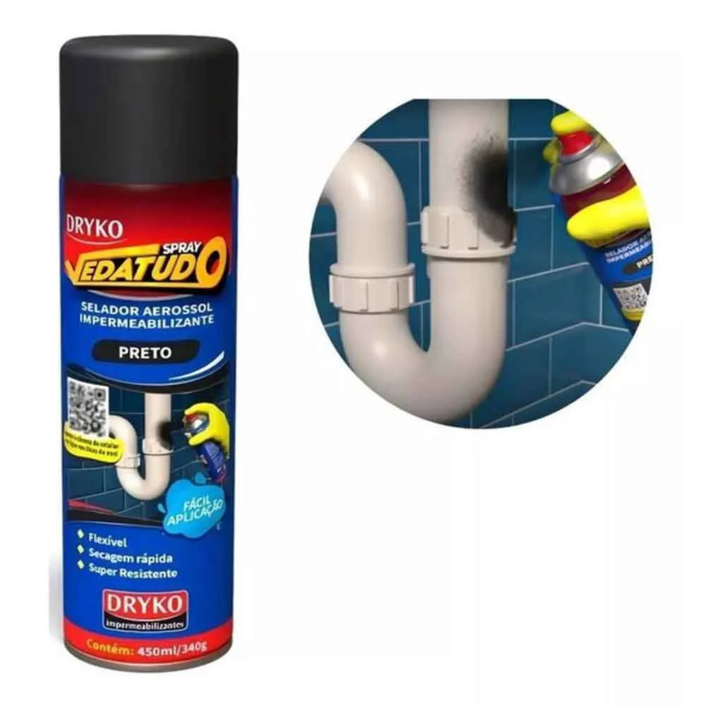 Spray Borracha Impermeab. Preto Vedatudo Dryko