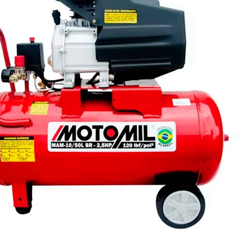 Motocompressor 10 PCM 50lts 2,5hp Biv Motomil