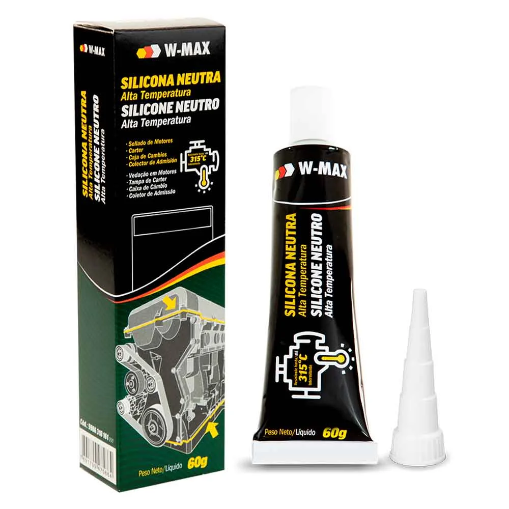 Silicone Neutro Alta Temp W-Max Cinza 60gr