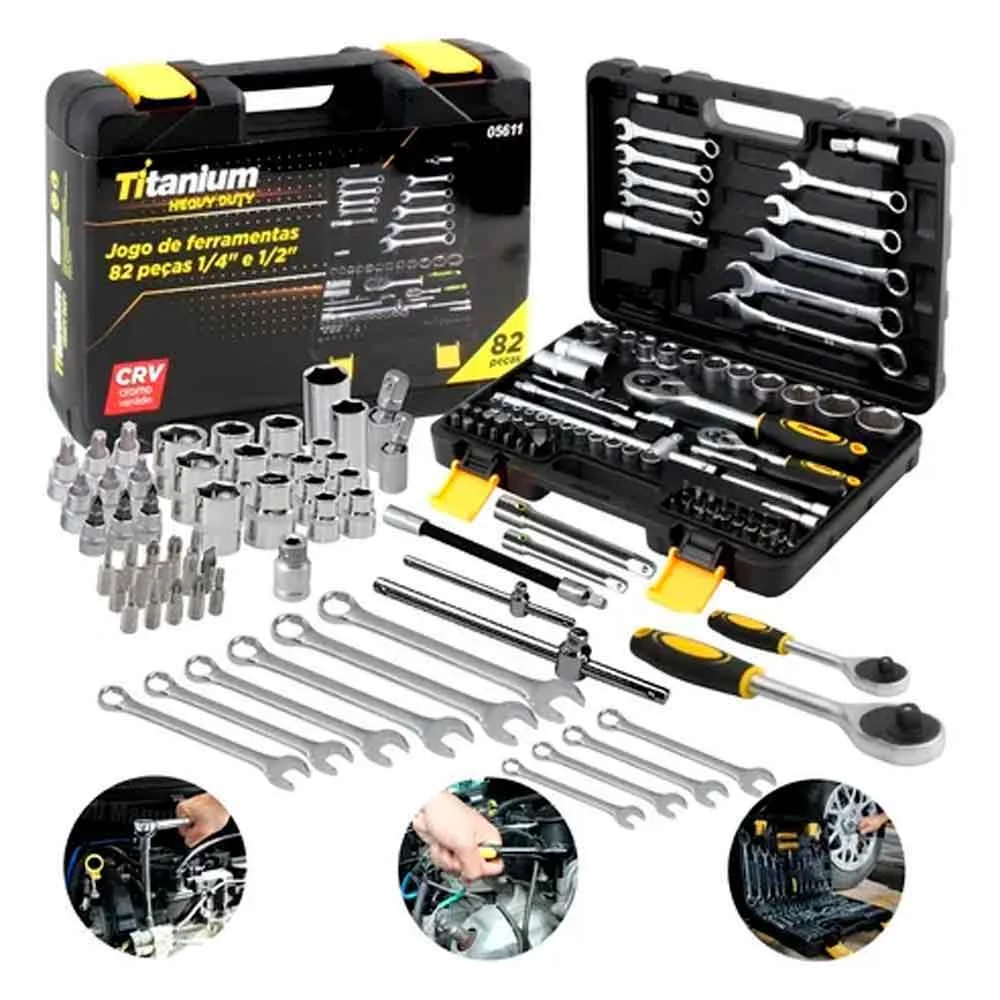 Jogo Ferramentas A C/ 82pcs Titanium