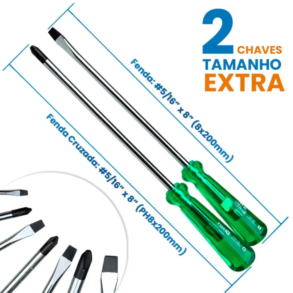 Jogo de Chaves Fenda e Phillips 7 Peças FG8180 Fortg
