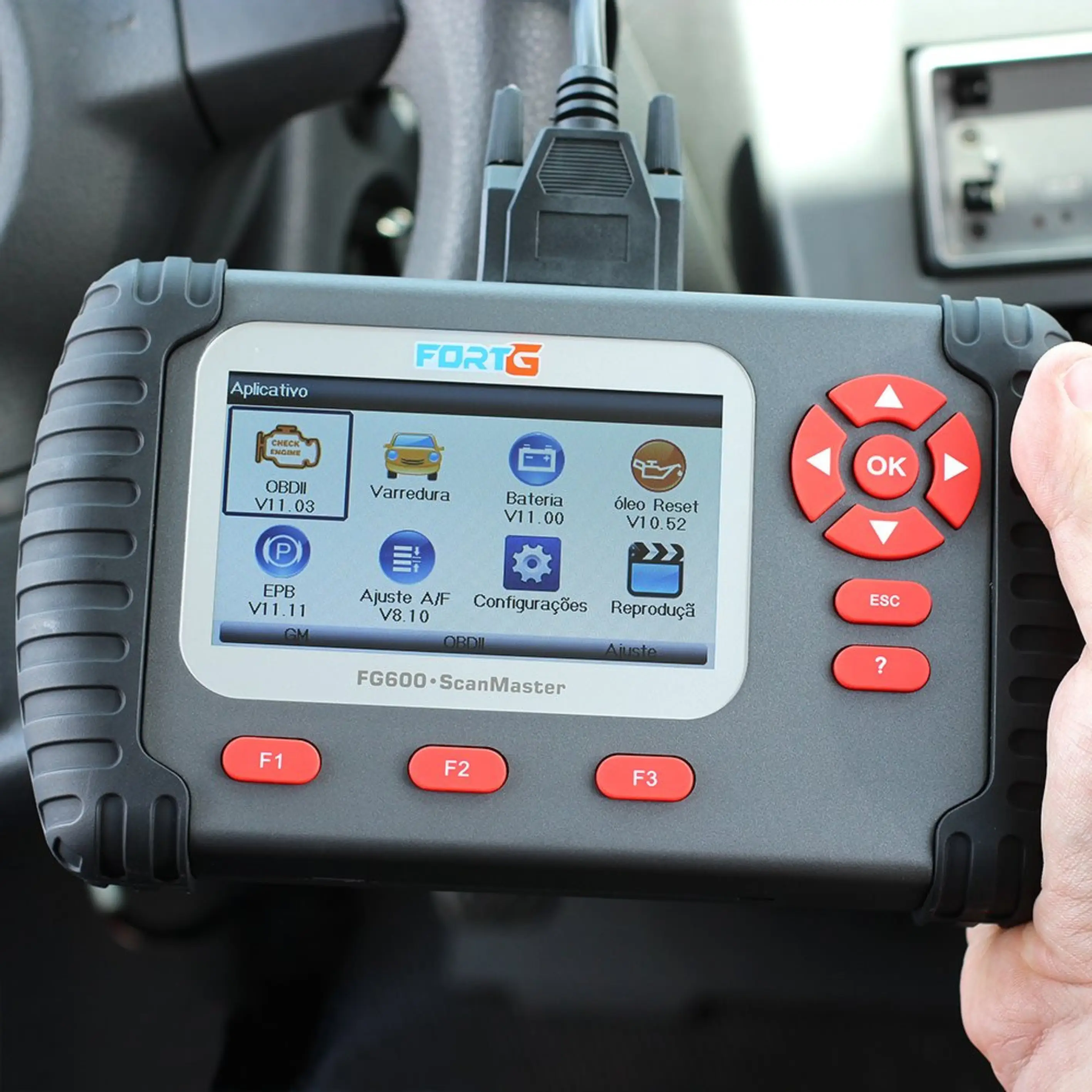 Scanner Leitor AF OBDII/EOBD CAN 7 Funções FG600 ScanMaster Fortg