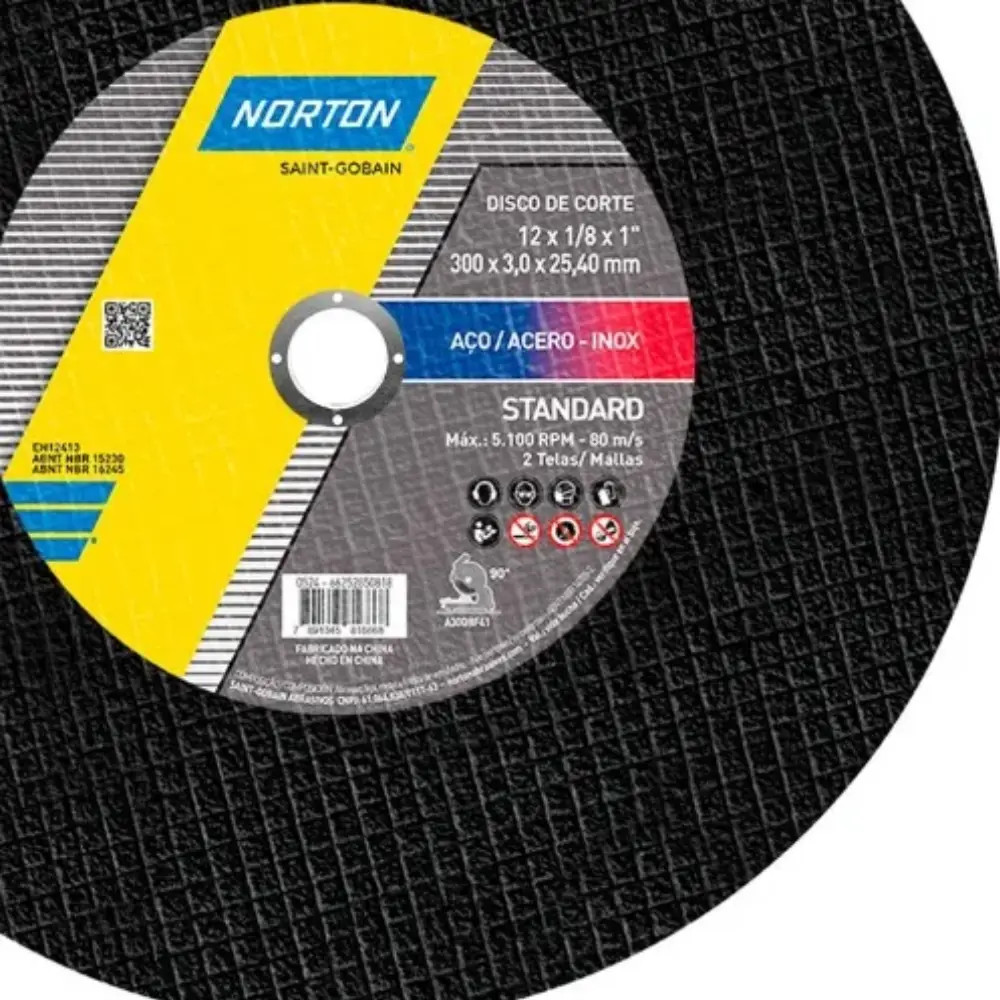 Disco de Corte Standard para Metal e Inox 12pol x 1pol x 3mm Norton