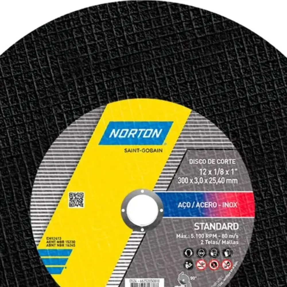 Disco de Corte Standard para Metal e Inox 12pol x 1pol x 3mm Norton