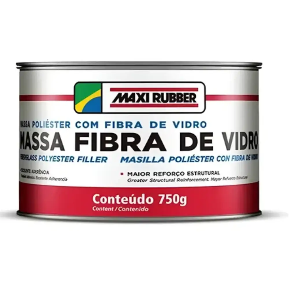 Massa Poliéster com Fibra de Vidro 750g Maxi Rubber