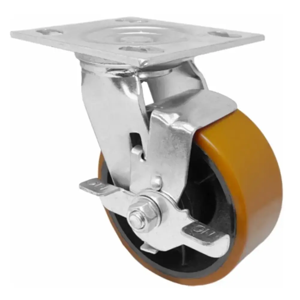 Rodízio Giratório 5 pol GS 514 PU Freio Simples A08554-GFI Ajax