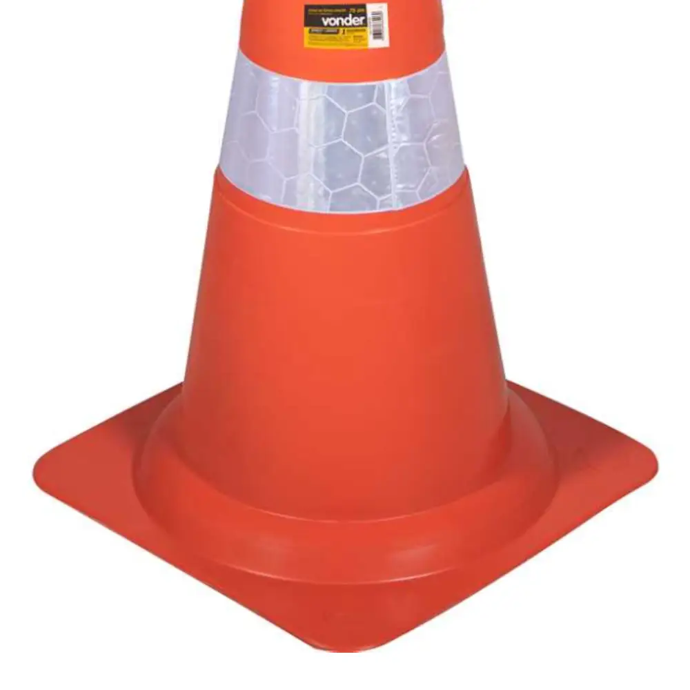Cone de sinalização 75cm flexível branco e laranja Vonder