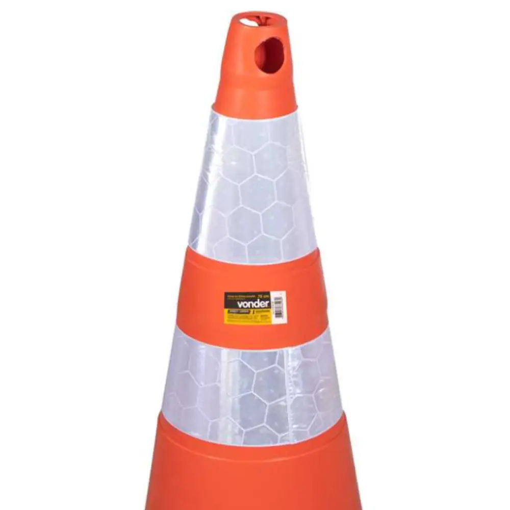 Cone de sinalização 75cm flexível branco e laranja Vonder