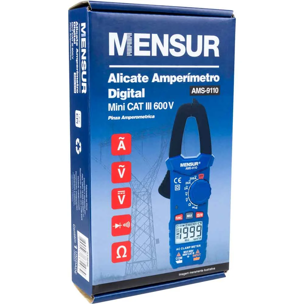 Alicate Amperímetro Digital Cat AMS-9110 Mensur 