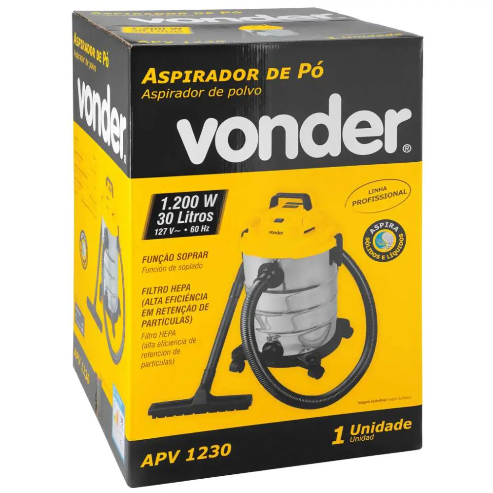 Aspirador de pó e líquidos 1200W 30L 127V APV1230 Vonder