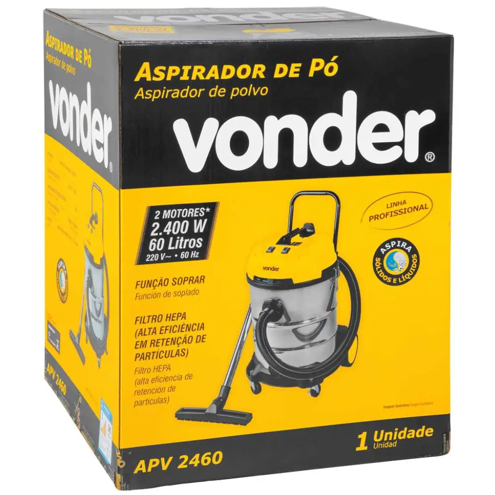 Aspirador de pó e líquidos 2400W 60L APV2460 220V Vonder
