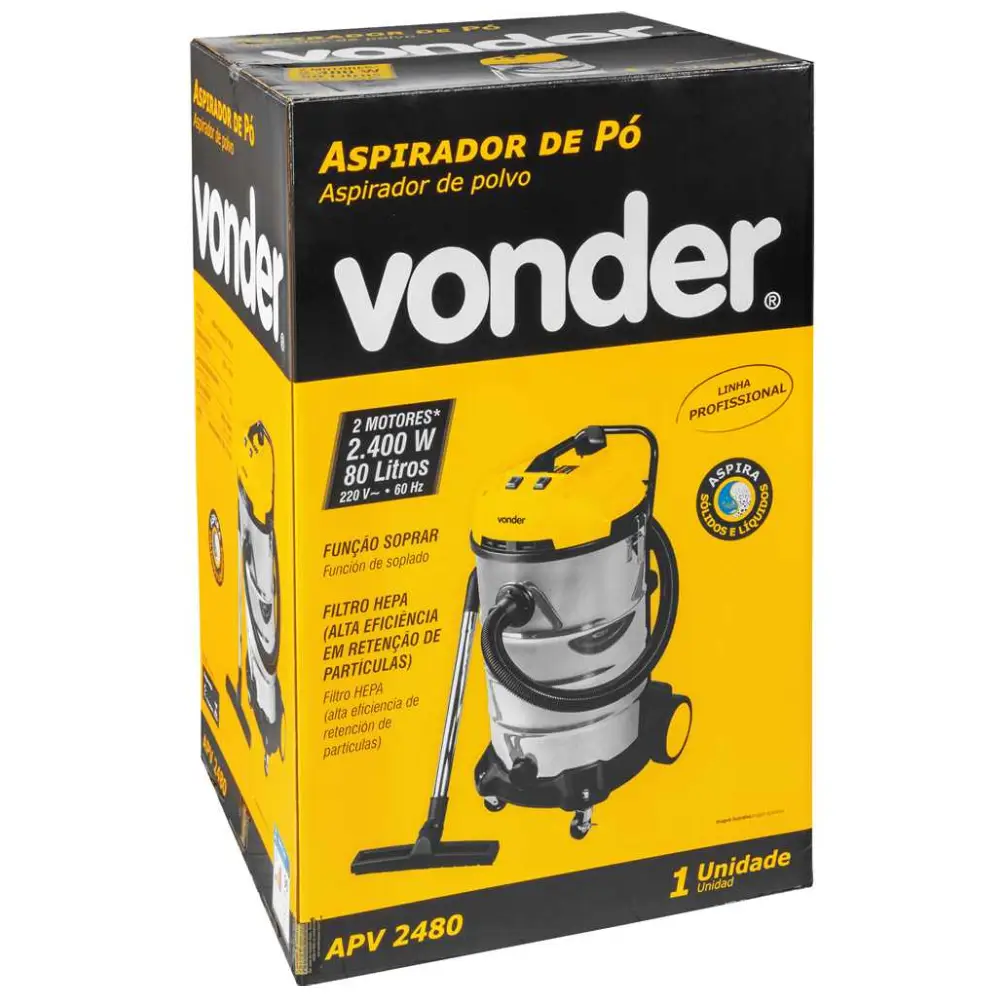 Aspirador de Pó e Líquidos 2400W 80L APV2480 220V Vonder