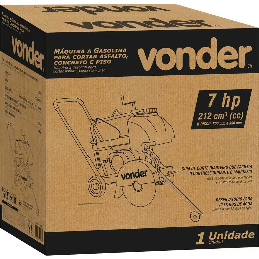 Cortador de Piso e Asfalto à Gasolina 7Hp 4 Tempos VONDER