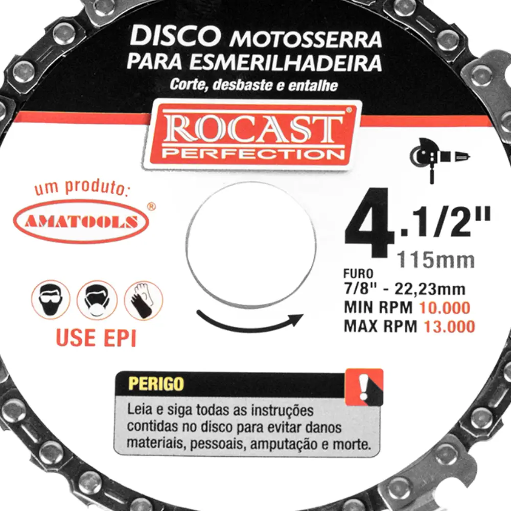 Disco Motosserra para esmerilhadeira 13000RPM 7/8pol Rocast