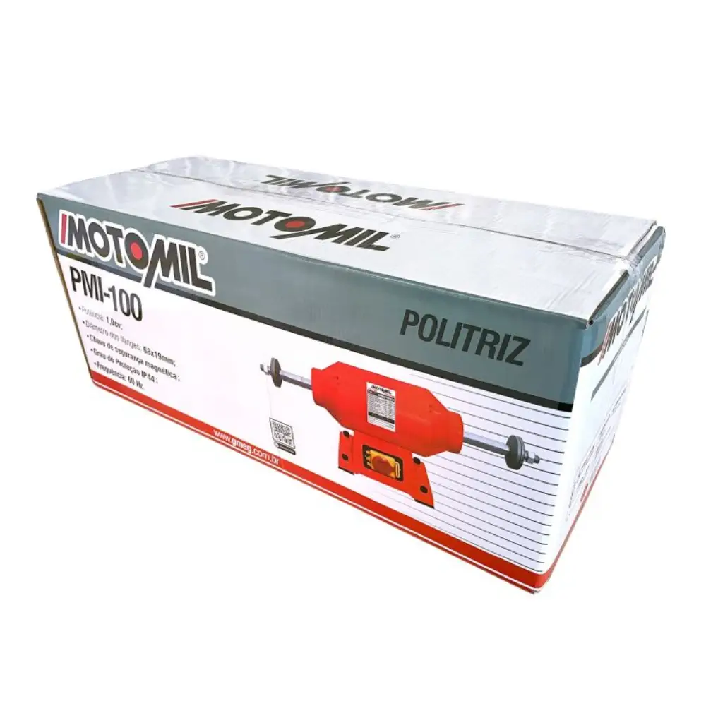 Politriz de Bancada 1CV Trifásico 220V 60HZ PMI-100T Motomil