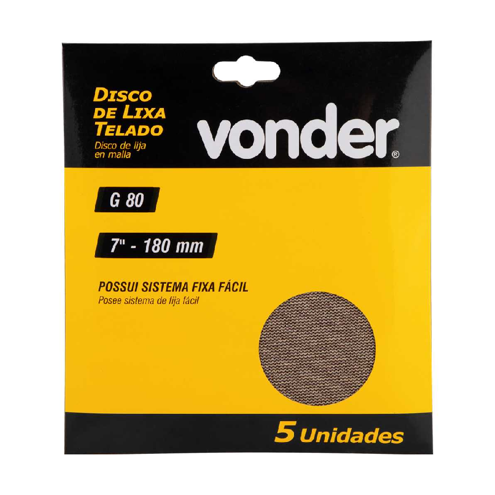 Disco Abrasivo Telado 180mm - 7pol GR80 C/5UN VONDER
