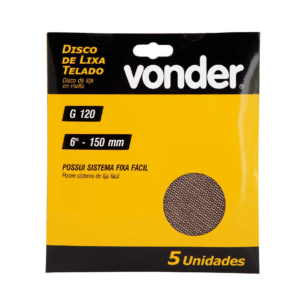  Disco Abrasivo Telado 150mm - 6pol GR120 C/5UN VONDER