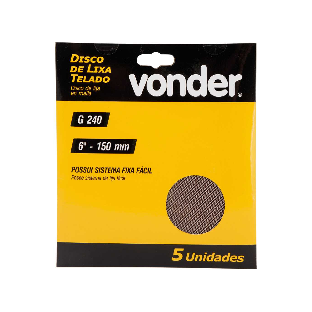  Disco Abrasivo Telado 150mm - 6pol GR240 C/5UN VONDER