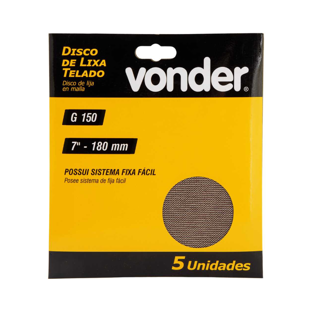 Disco Abrasivo Telado 180mm - 7pol GR150 C/5UN VONDER