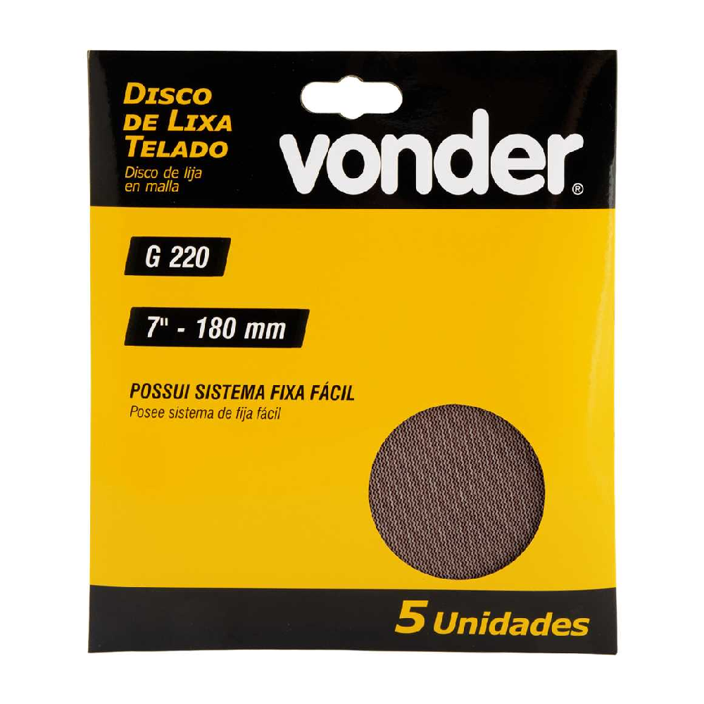 Disco Abrasivo Telado 180mm - 7pol GR220 C/5UN VONDER