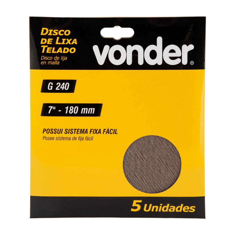Disco Abrasivo Telado 180mm - 7pol GR240 C/5UN VONDER