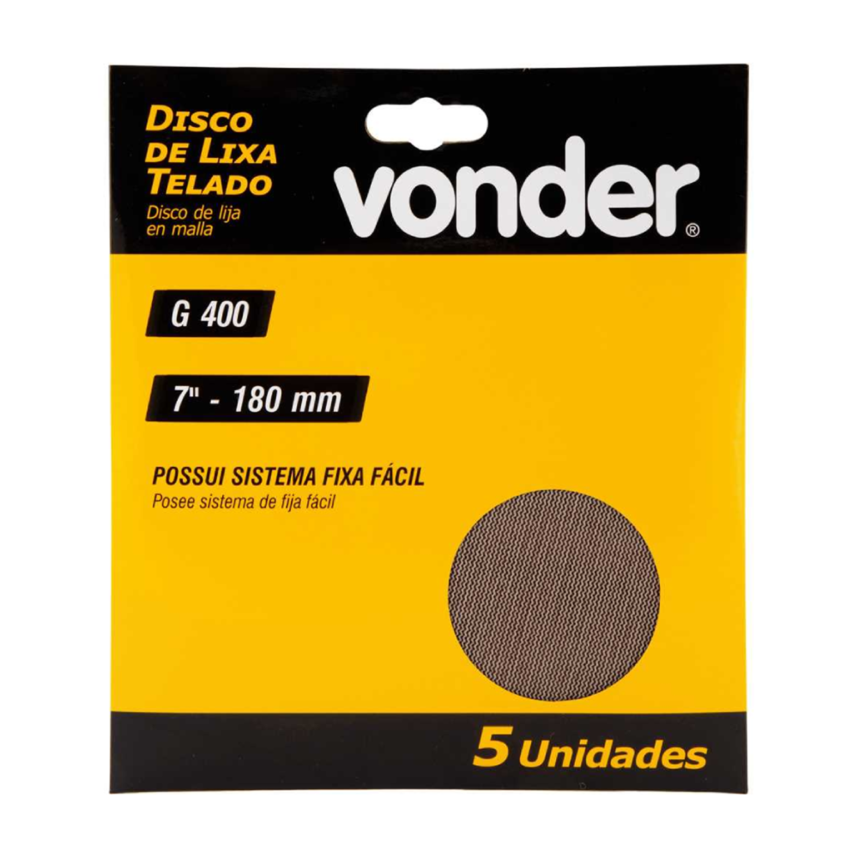 Disco Abrasivo Telado 180mm - 7pol GR400 C/5UN VONDER