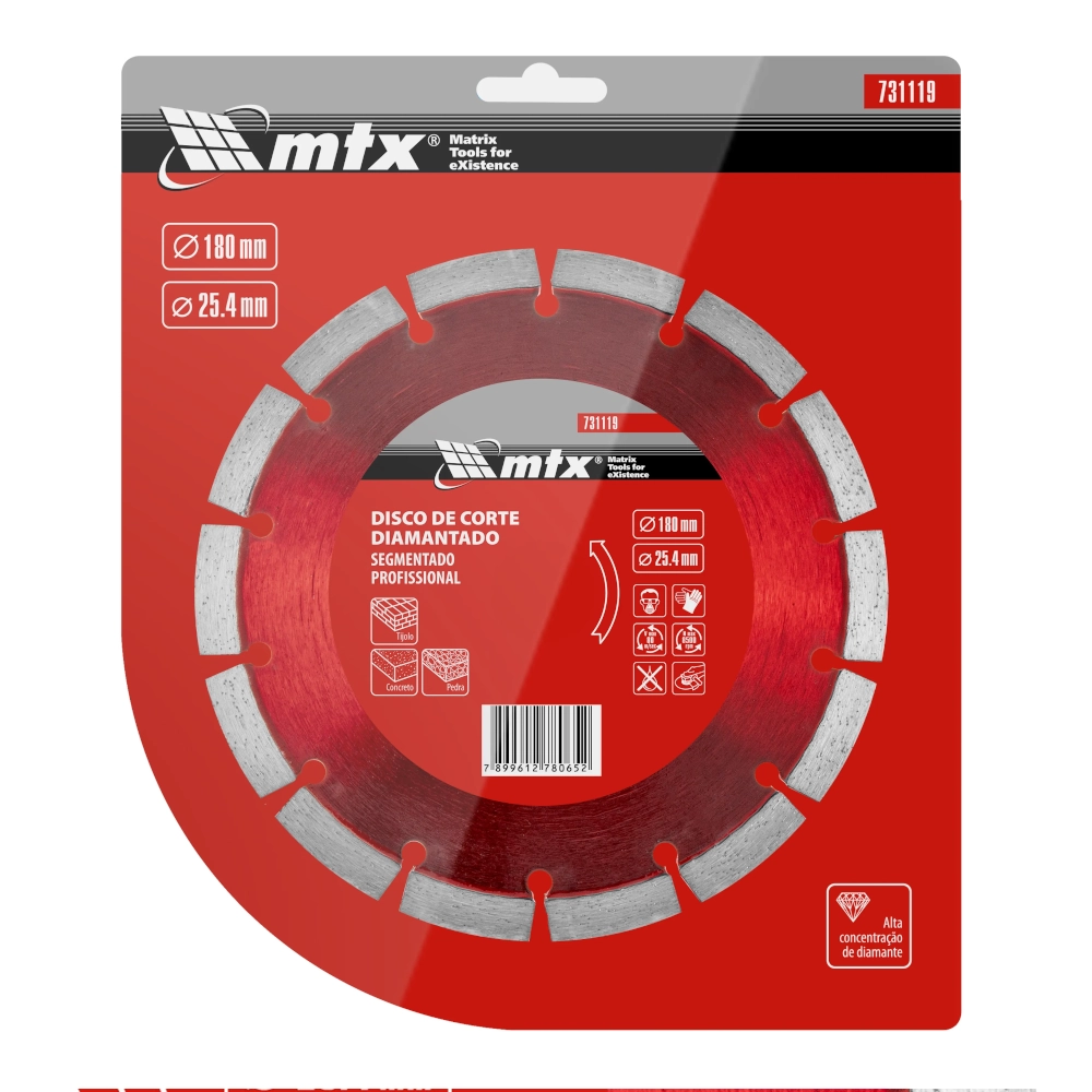 Disco Diamantado Segmentado 180MM Corte Seco 731119 Mtx