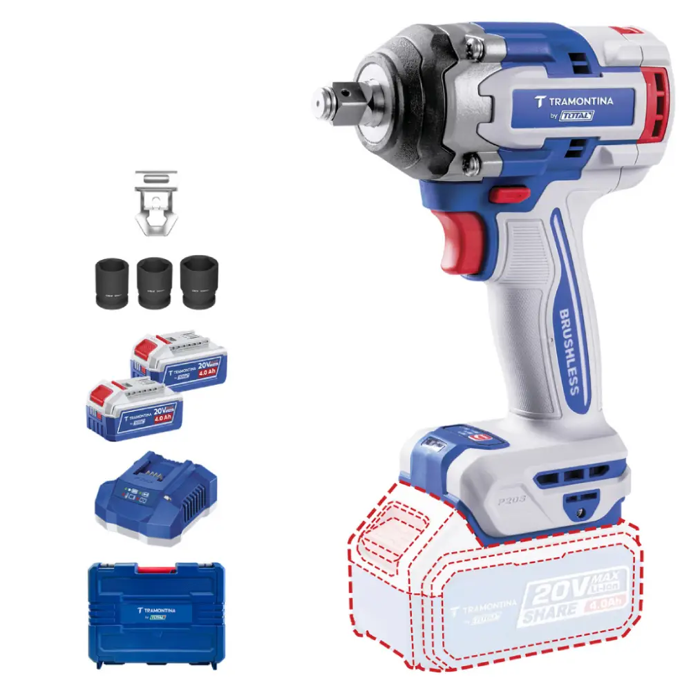 Chave de Impacto 1/2 pol. 20V 2 Bat 4Ah Tramontina By Total