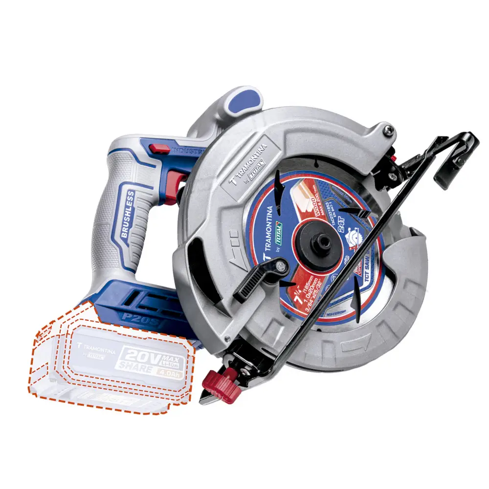Serra Circular 20V 7-1/4 pol sem Bat/Car Tramontina by TOTAL