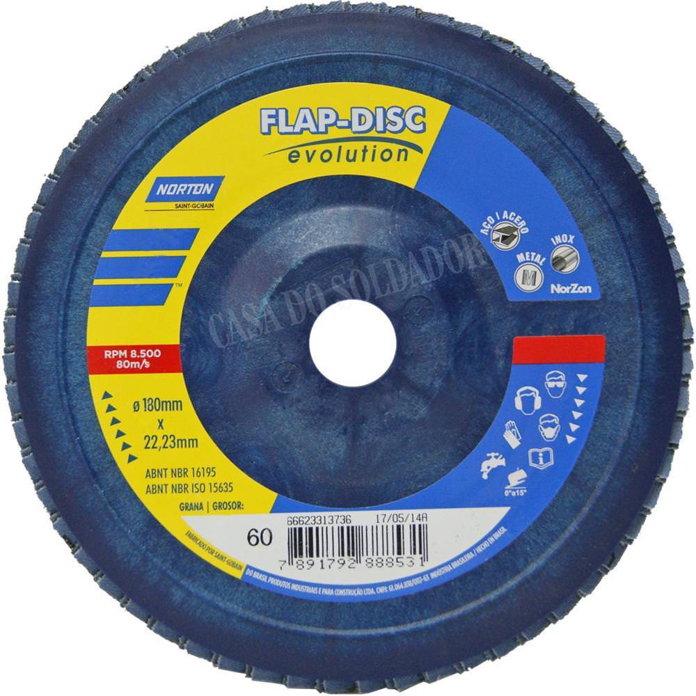 Disco Flap 180x22,23 mm Grão 060 Base em Plástico - Norton