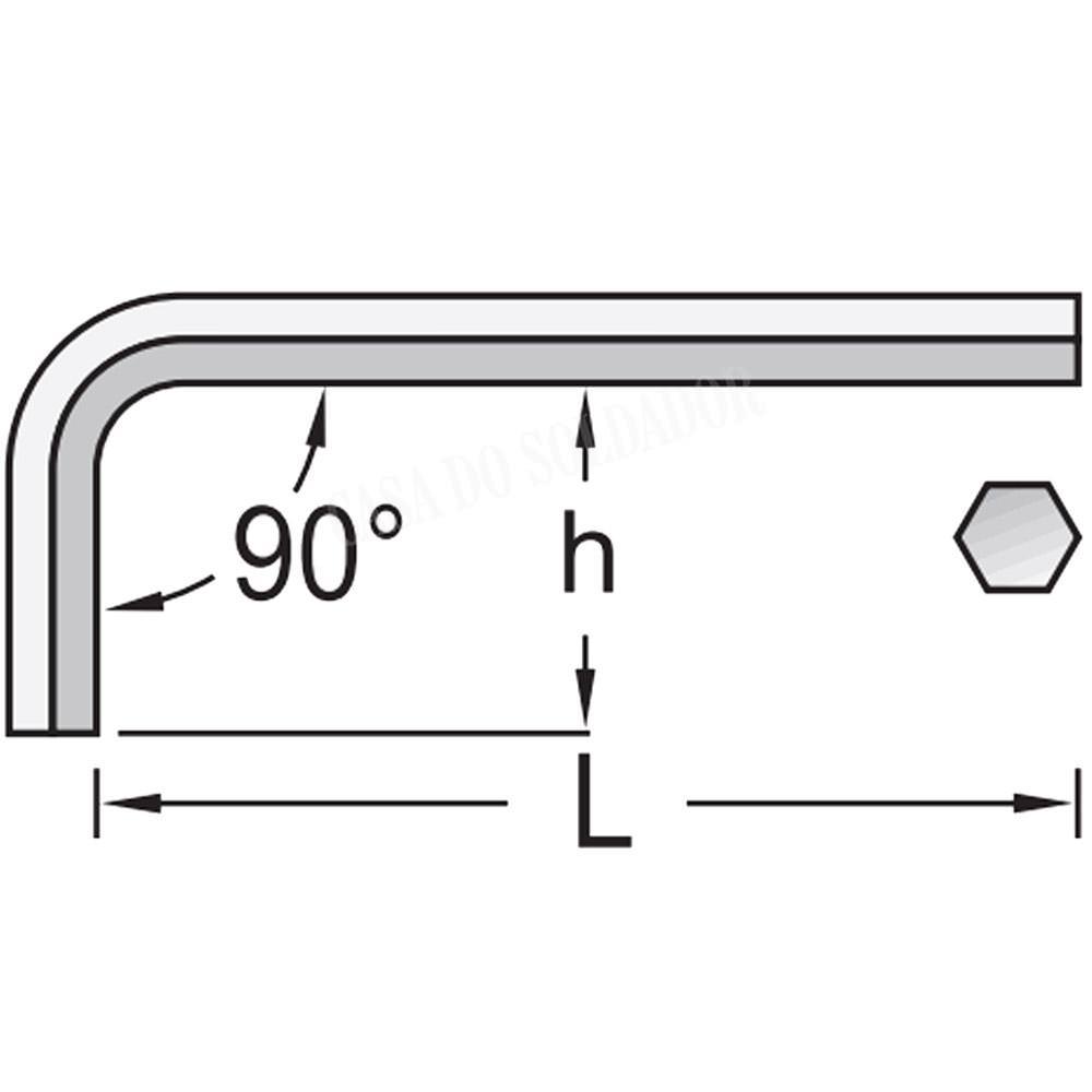 Chave L Hexagonal (Allen) 02,5mm Longa - Gedore