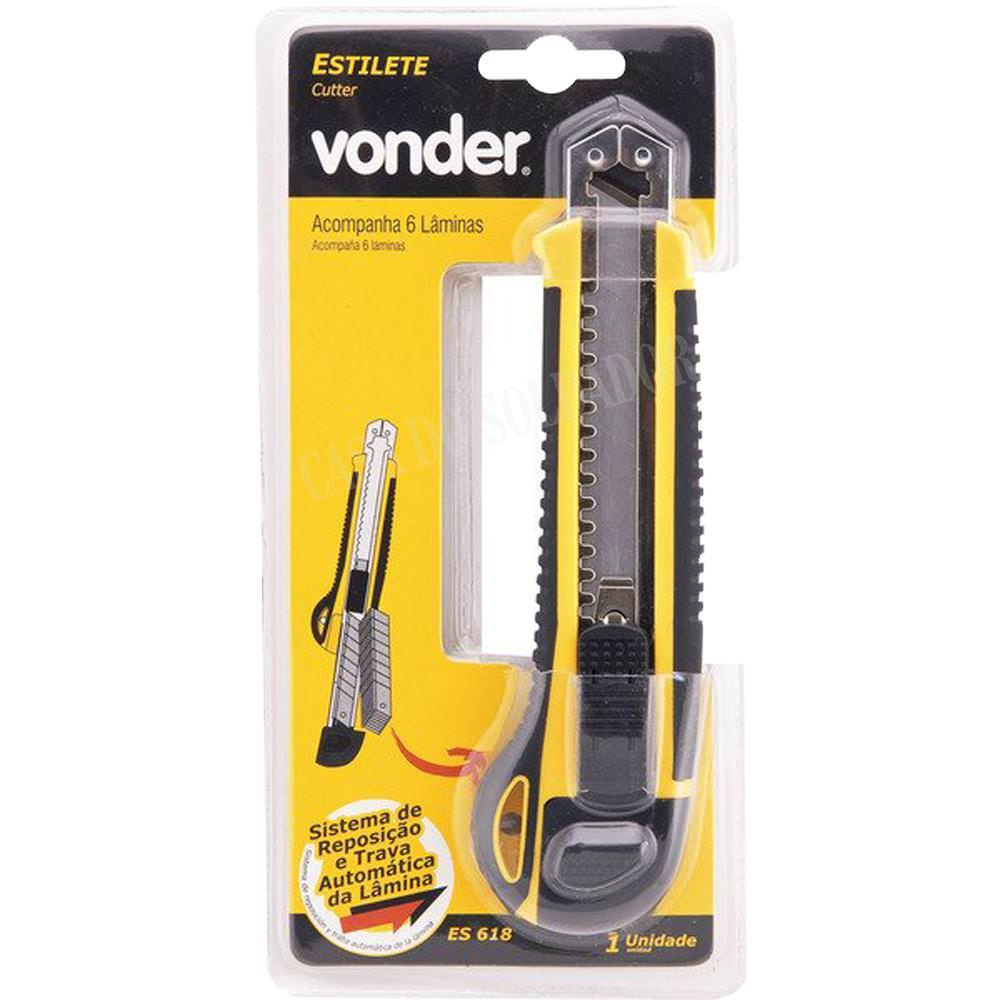 Estilete em plástico reforçado revestido18mm ES 618 Vonder
